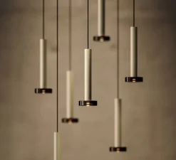 Suspension*Marset Suspension, Milana 8, , LED, 2700K, 372 lm, Ø7,5cm, H22,8cm - blanc cassé