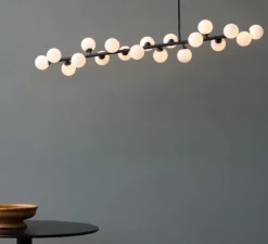 Suspension, MIMOSA, noir et blanc opalin, L126cm, H60cm - ATELIER ARETI