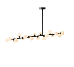 Suspension, MIMOSA, noir et blanc opalin, L126cm, H60cm - ATELIER ARETI