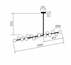 Suspension, MIMOSA, noir et blanc opalin, L126cm, H60cm - ATELIER ARETI