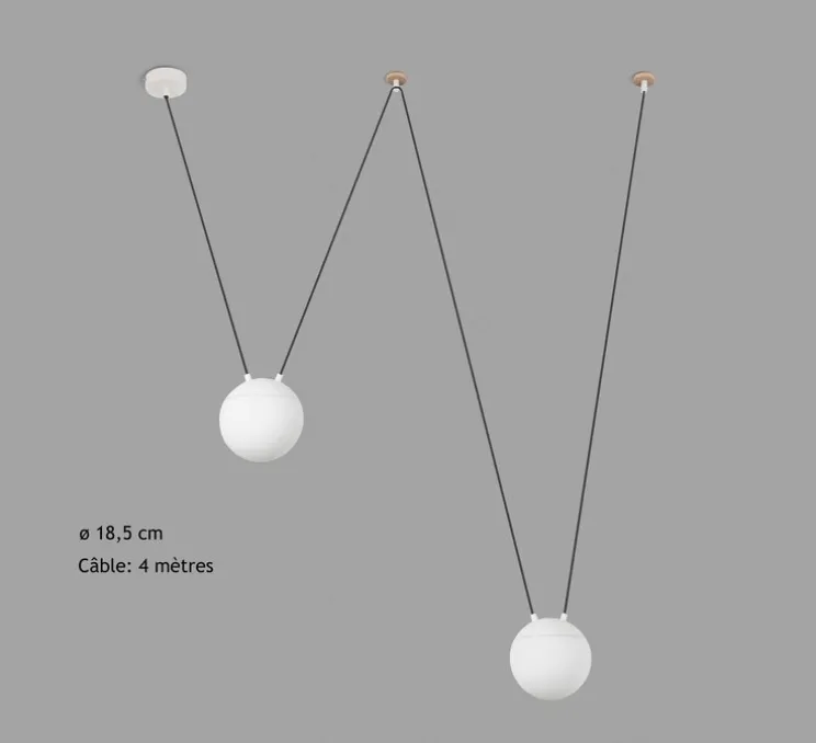 Suspension, Mine Space 2L, blanc, LED, Ø18,5cm, H18,5cm - Faro