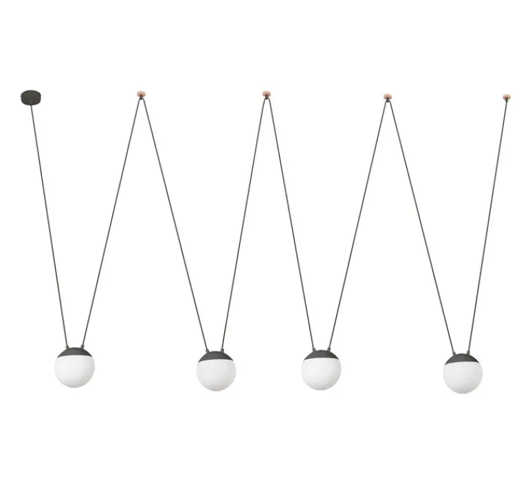 Suspension*Faro Suspension, Mine Space 4L, gris foncé, LED, Ø18,5cm, H18,5cm - gris foncé, verre opalin
