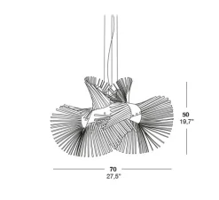 Suspension*LZF Suspension, Minimikado S, , LED, H50cm, L70cm - blanc ivoire