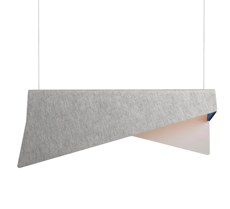 Suspension*DesignHeure Suspension, Mobula Grande, blanc, tissus argenté, feutrine noire/bleu roi, L21cm, H28cm - blanc argenté et bleu roi