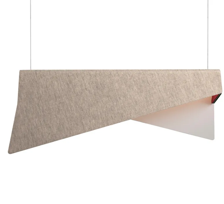 Suspension*DesignHeure Suspension, Mobula Grande, blanc, tissus doré, feutrine vert sapin/aubergine, L21cm, H28cm - blanc doré et vert