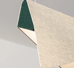 Suspension*DesignHeure Suspension, Mobula Petite, , LED, 3000K, lm, L17cm, H22cm - blanc, tissus doré, feutrine vert sapin/aubergine