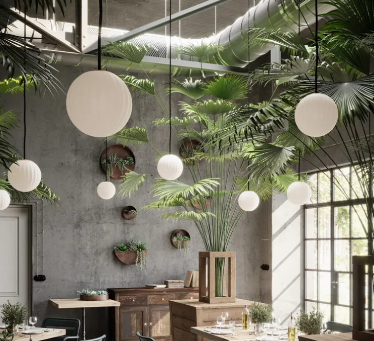 Suspension, MODECO, blanc, câble noir , Ø20cm, H24cm - Nordic Tales