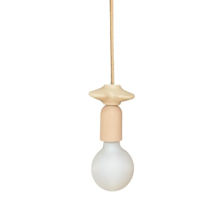 Suspension, Mona I, beige, avec 1 fleur beige, Ø10cm, H14cm - Carré Coco
