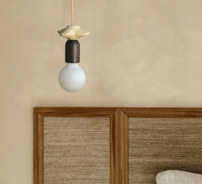 Suspension*Carré Coco Suspension, Mona I, , Ø10cm, H14cm - brun, avec 1 fleur beige