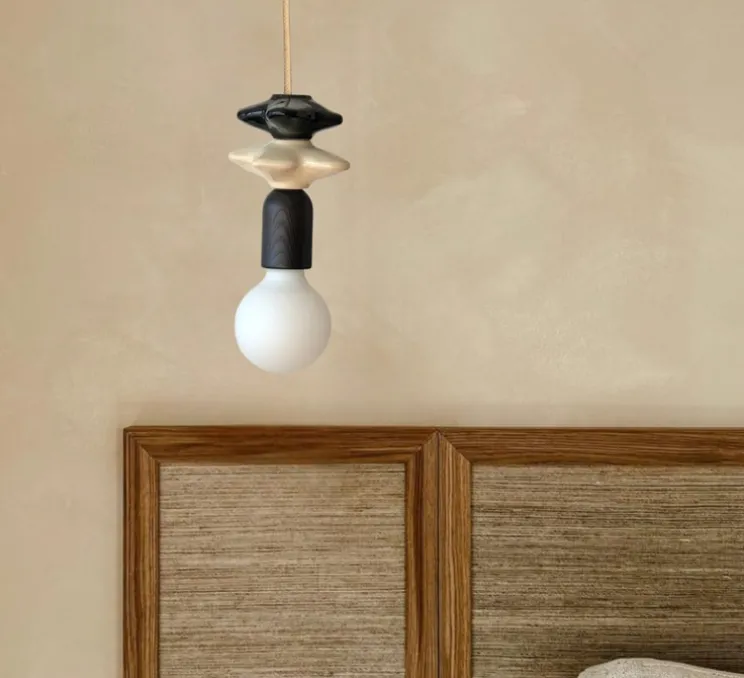 Suspension, Mona II, brun, avec 1 fleur beige et 1 fleur brune, Ø10cm, H22cm - Carré Coco