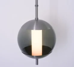 Suspension, Monroe 1, acier, verre fumé, LED, dim, 2700K, Ø30cm, H150cm - Rubn
