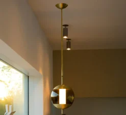 Suspension*Rubn Suspension, Monroe 1, , LED, dim, 2700K, Ø30cm, H150cm - laiton brossé, verre marron