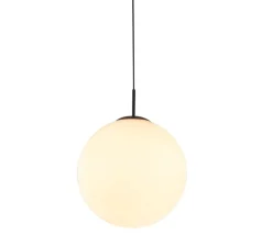 Suspension, Moon C, noir mat et verre opalin, Ø30cm, H30cm - Luxcambra