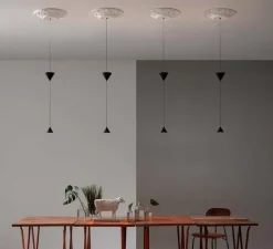 Suspension*Karman Suspension, Moonbloom 2B, blanc & noir, rosace 40cm, LED, dim, 3000k, 2728 lm, Ø11cm, H107cm - blanc & noir