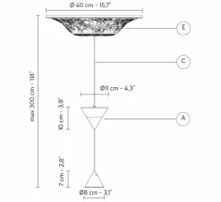 Suspension*Karman Suspension, Moonbloom 2B, blanc & noir, rosace 40cm, LED, dim, 3000k, 2728 lm, Ø11cm, H107cm - blanc & noir