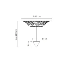 Suspension, Moonbloom 1B, blanc & noir, rosace 40cm, LED, dim, 3000k, 1821 lm, Ø11cm, H10cm - Karman