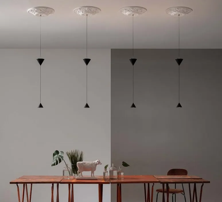 Suspension*Karman Suspension, Moonbloom 6B, blanc & noir, rosace 40cm, LED, dim, 2700k, 2728 lm, Ø11cm, H107cm - blanc & noir