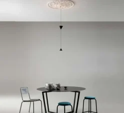 Suspension, Moonbloom 4B, blanc & noir, rosace 75cm, LED, dim, 3000k, 2728 lm, Ø11cm, H107cm - Karman