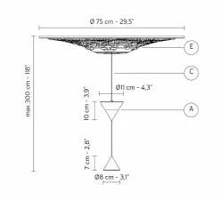 Suspension, Moonbloom 8B, blanc & noir, rosace 75cm, LED, dim, 2700k, 2728 lm, Ø11cm, H107cm - Karman