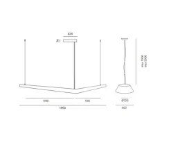 Suspension*Artemide Suspension, Mouette Asymmetric, , IP40, LED, 3000K, 8186lm, L195cm, H15cm - blanc