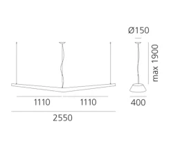 Suspension*Artemide Suspension, Mouette, , IP40-20, LED, 3000K, 12215lm, L255cm, H21cm - symétrique, non variable, blanc