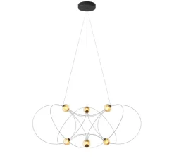 Suspension, Munari 6, noir, LED, dim, 2400K, 3840 lm, Ø120cm, H45cm - DCW éditions Paris