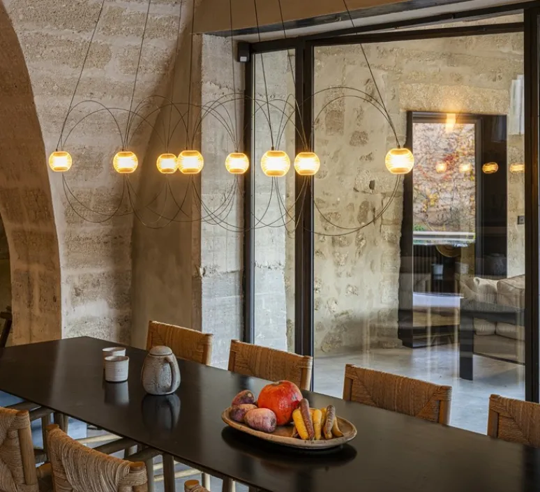 Suspension*DCW éditions Paris Suspension, Munari 8, , LED, dim, 2400K, 5120 lm, L156cm, H42cm - noir