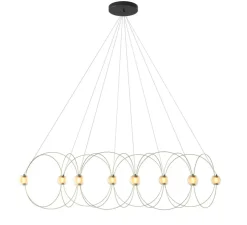 Suspension, Munari 8, or, LED, dim, 2400K, 5120 lm, L156cm, H42cm - DCW éditions Paris