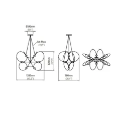 Suspension, Munari 10, or, LED, dim, 2400K, 6400 lm, L120cm, H82cm - DCW éditions Paris