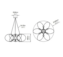 Suspension, Munari 6, or, LED, dim, 2400K, 3840 lm, Ø120cm, H45cm - DCW éditions Paris