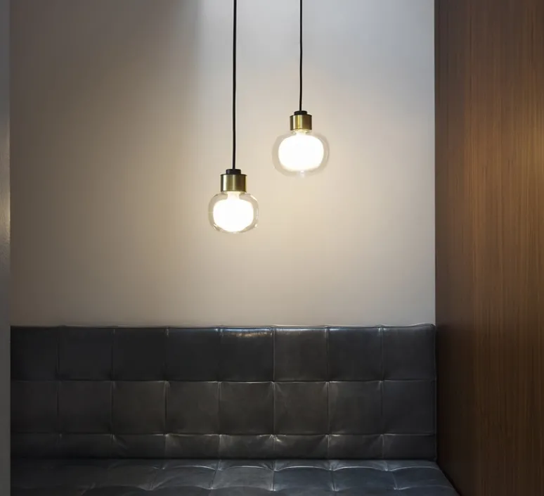 Suspension*Tooy Suspension, Nabila 552.22, , IP40, Ø16cm, H17,5cm - noir matt, noir chromé et verre fumé