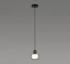 Suspension*Tooy Suspension, Nabila 552.22, , IP40, Ø16cm, H17,5cm - noir matt, noir chromé et verre fumé