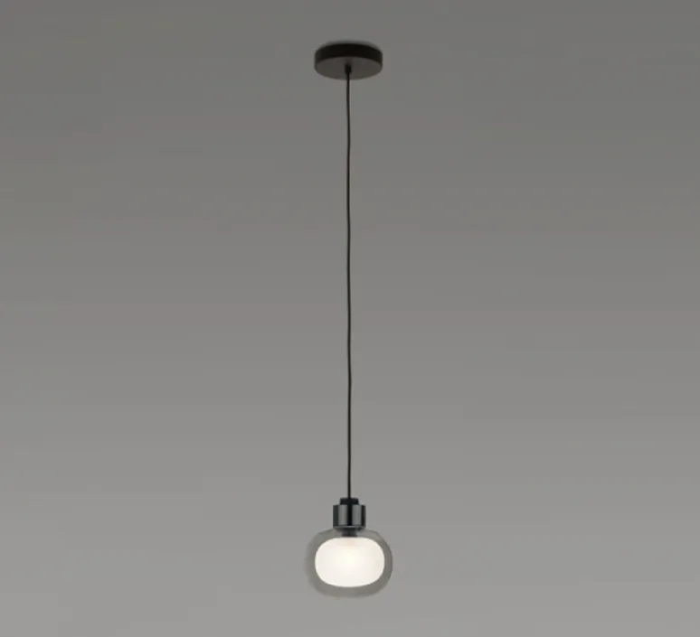 Suspension*Tooy Suspension, Nabila 552.22, , IP40, Ø16cm, H17,5cm - noir matt, noir chromé et verre fumé