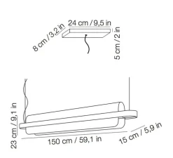 Suspension, NAMI, laiton, LED, L150cm, H23cm, 4800lm, 2700K - KDLN