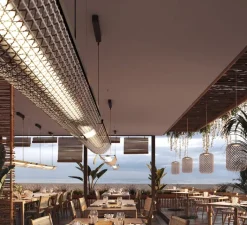 Suspension*Bover Suspension, Nans Balis S/140, , IP54, LED, dim, 2400K, 4400 lm, L140cm, H13cm - marron