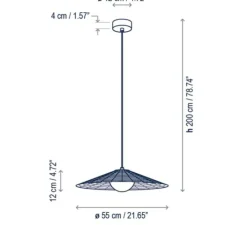 Suspension*Bover Suspension, Nans Balis S/55, , IP54, LED, dim, 2700K, 635 lm, Ø55cm, H12cm - rouge