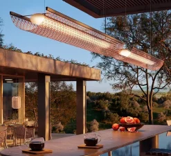 Suspension, Nans Balis S/140, rouge, IP54, LED, dim, 2400K, 4400 lm, L140cm, H13cm - Bover