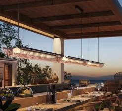 Suspension, Nans Balis S/140, rouge, IP54, LED, dim, 2400K, 4400 lm, L140cm, H13cm - Bover