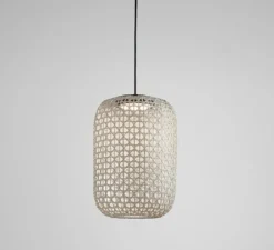 Suspension, Nans S/31.2, beige, gris clair, IP54, LED, dim, 2700K, 1450 lm, Ø31,5cm, H45,7cm - Bover