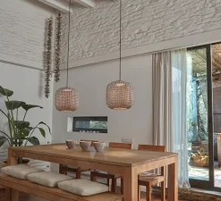 Suspension, Nans S/31, marron graphite et beige, IP54, LED, dim, 2700K, 1450 lm, Ø31,5cm, H30,7cm - Bover