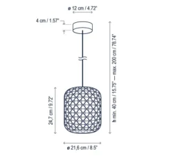 Suspension*Bover Suspension, Nans S/21 outdoor, , IP54, LED, dim, 2700K, 1450 lm, Ø21,6cm, H24,7cm - rouge, orange, beige