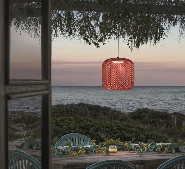 Suspension, Nans S/31, rouge, IP54, LED, dim, 2700K, 1450 lm, Ø31,5cm, H30,7cm - Bover