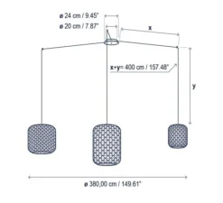 Suspension*Bover Suspension, Nans S/3L, , LED, dim, 2700K, 3x1450 lm, Ø380cm, H400cm - marron