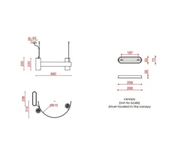 Suspension, Nastro 563.13, beige, laiton brossé, IP40, LED, dim, 2700K, 2600 lm, L66cm, H23cm - Tooy