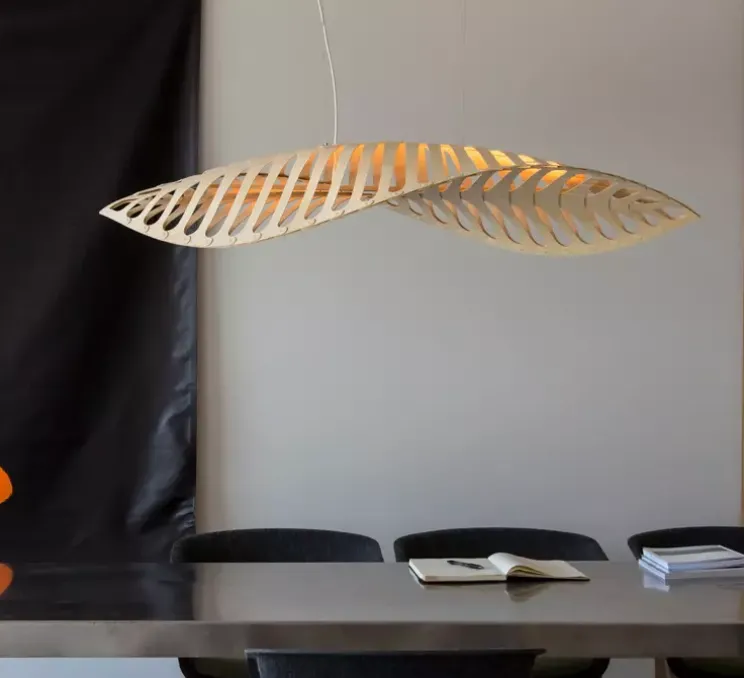 Suspension, Navicula Medium, naturel, LED, dim, 2700K, L195cm, H38cm - David Trubridge