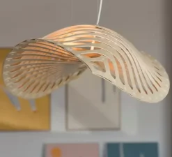 Suspension, Navicula Medium, naturel, LED, dim, 2700K, L195cm, H38cm - David Trubridge