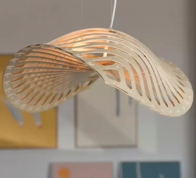 Suspension, Navicula Medium, naturel, LED, dim, 2700K, L195cm, H38cm - David Trubridge