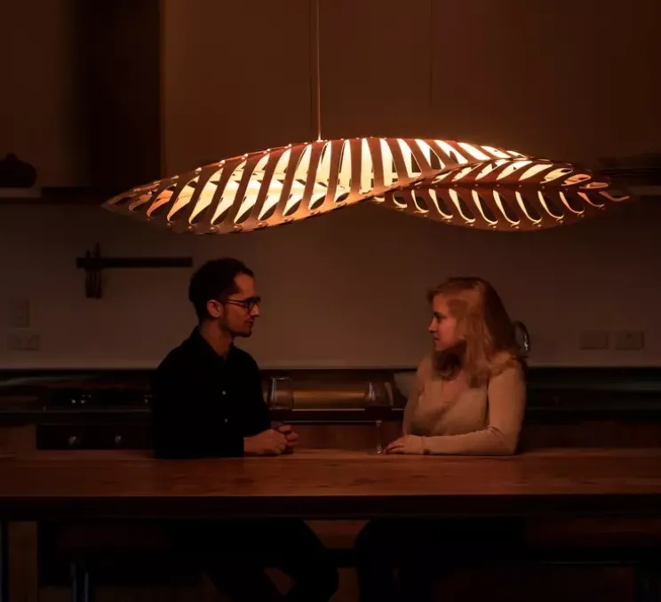 Suspension, Navicula Small, naturel, LED, dim, 2700K, L144cm, H20cm - David Trubridge