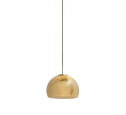 Suspension, Neil 11, albâtre, câble or et rosace or satiné, LED, 2700K, 654lm, Ø11cm, H7,2cm - Carpyen
