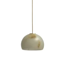 Suspension, Neil 15, albâtre, câble et rosace or satiné, LED, 2700K, 654lm, Ø15cm, H10cm - Carpyen